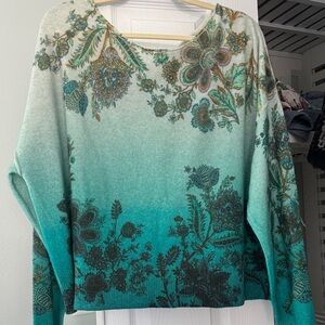 NWT Anthropologie Pilcro cashmere sweater size large teal ombré
